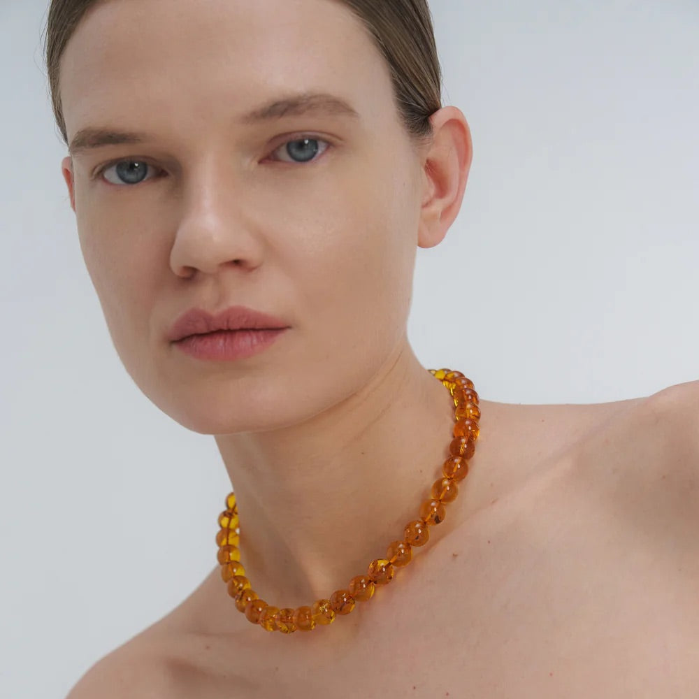 A statement Baltic amber necklace by Adele Notes.