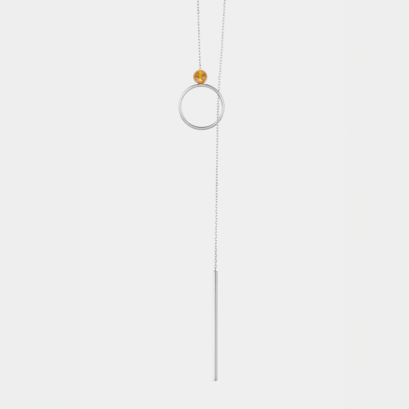 Silver necklace with Baltic amber by Adele Notes.