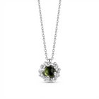 Silver pendant with green peridot stone