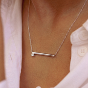 Silver necklace with a silver & white zirconium pendant