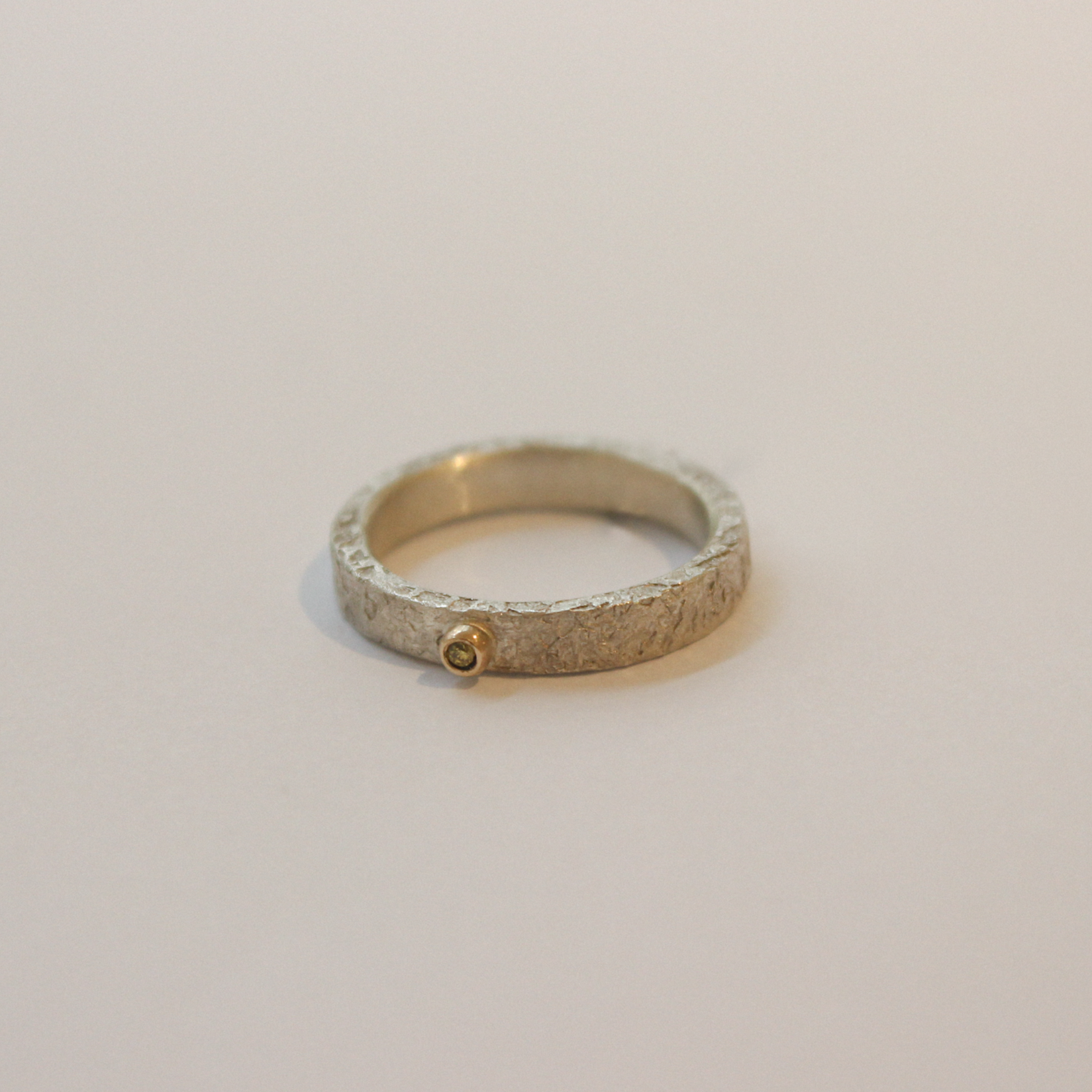 Silver Ring with Yellow Diamond