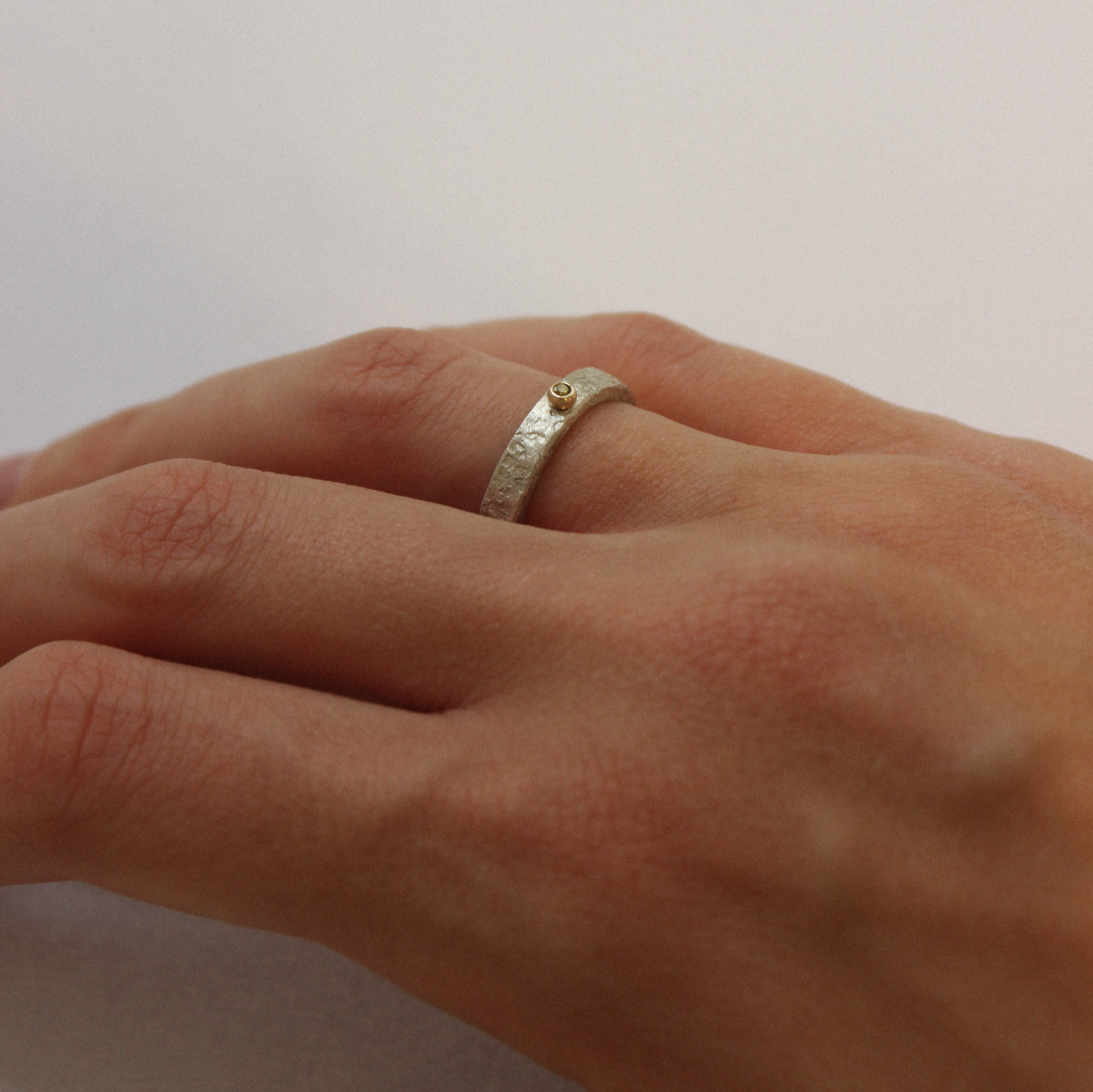 Silver Ring with Yellow Diamond