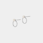 Silver Stud Earrings with Pearls "Pearl Diver with Ring", 10 mm