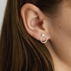 Silver Stud Earrings with Pearls "Pearl Diver with Ring", 10 mm