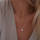 Silver Necklace with Pearl and Peridot "Pomona"