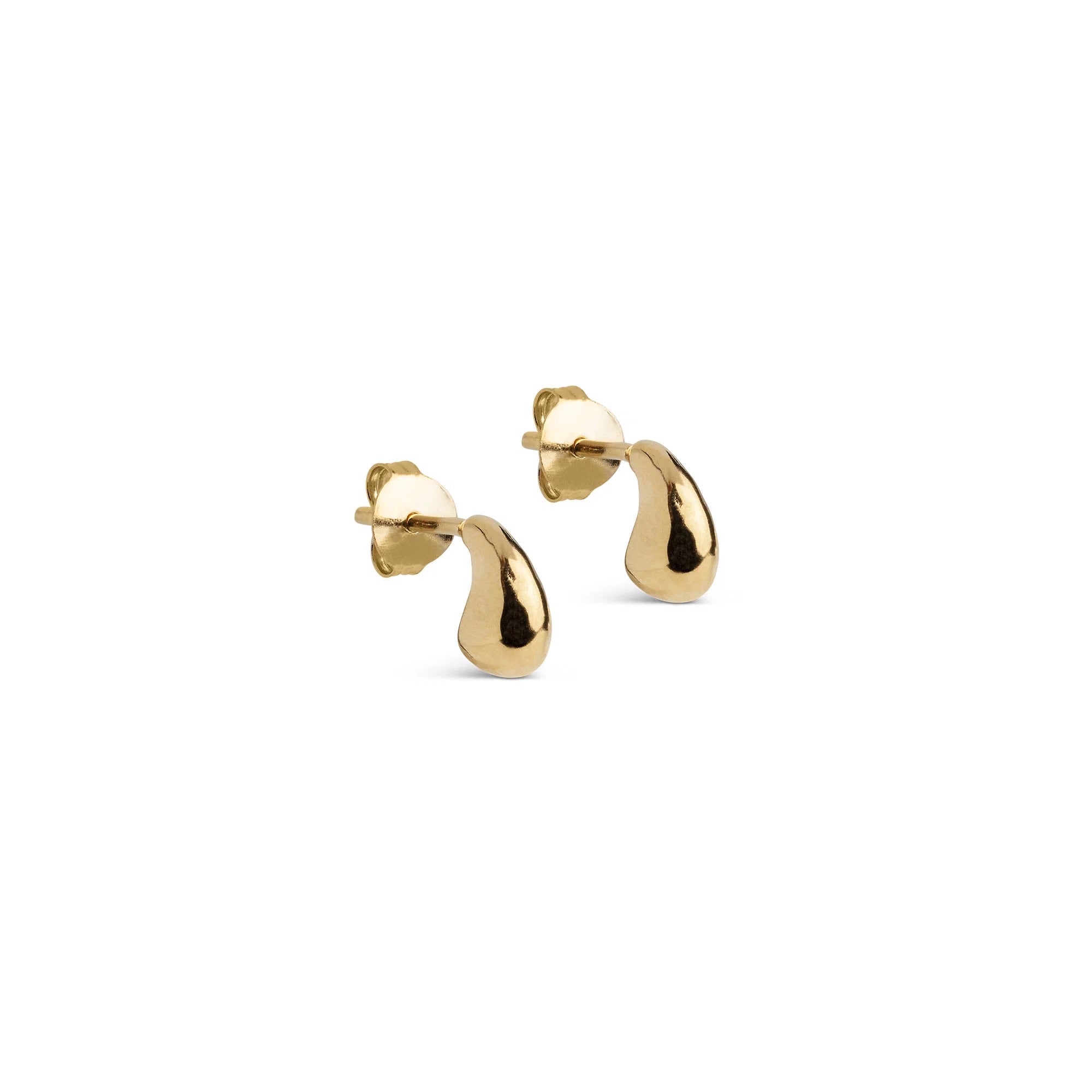 Pair of gold earrings on a white background