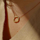 Gold Plated Silver Necklace "Small Fingerprint Circle"