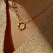 Gold Plated Silver Necklace "Small Fingerprint Circle"