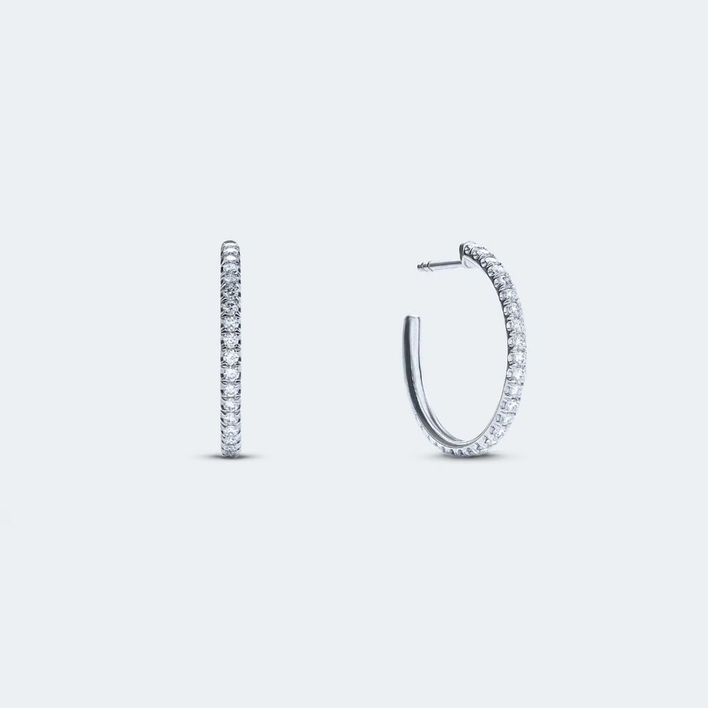 White Gold & Diamond Hoop Earrings