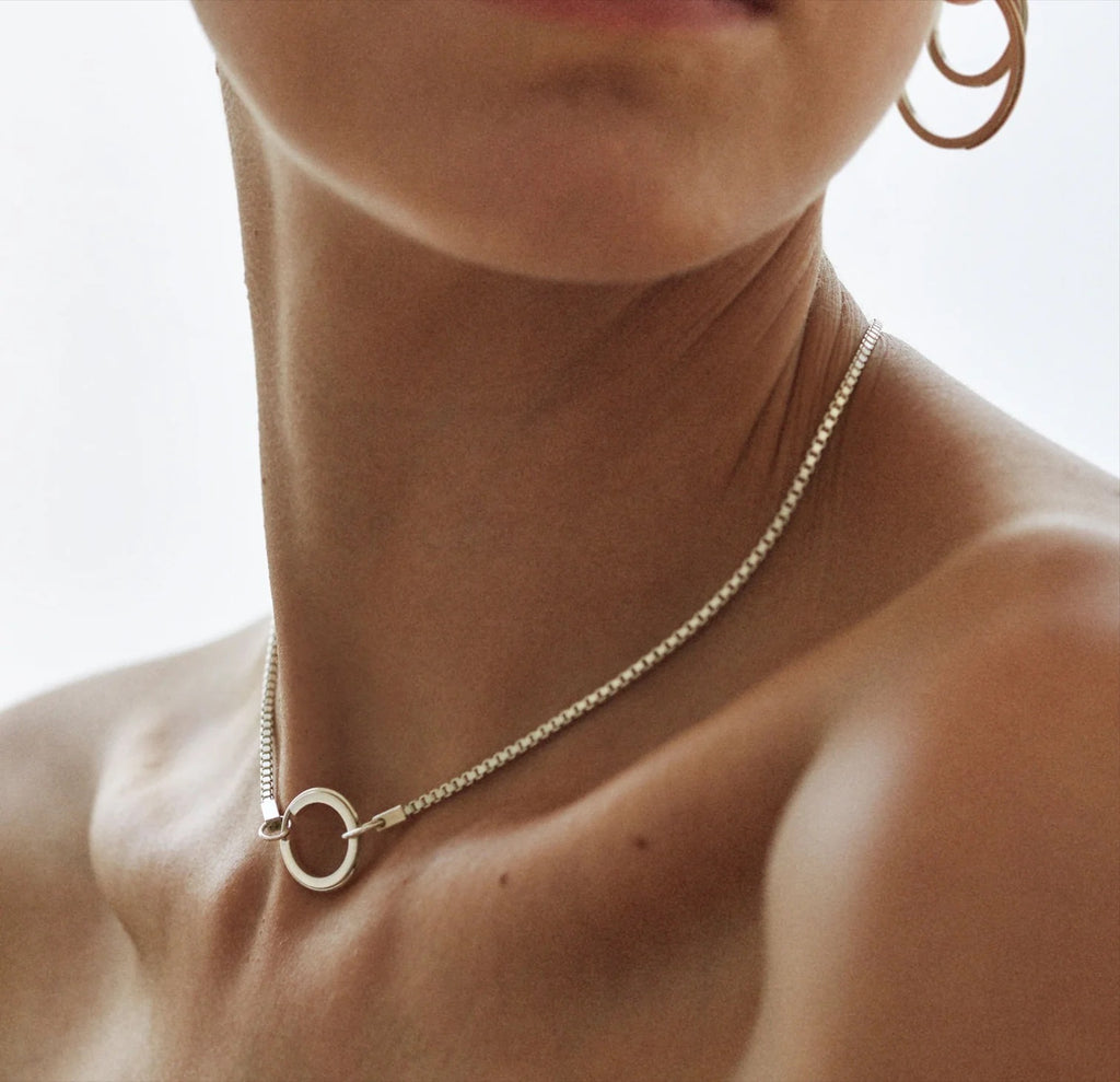 Silver Necklace + Earring Connection "CO Box Chain"