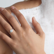 Exclusive engagement ring handcrafted in solid white gold. Set with the finest quality 1.30 ct laboratory-made diamond.
