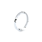 A white gold ring featuring a torsion band design with inset laboratory-made diamonds.