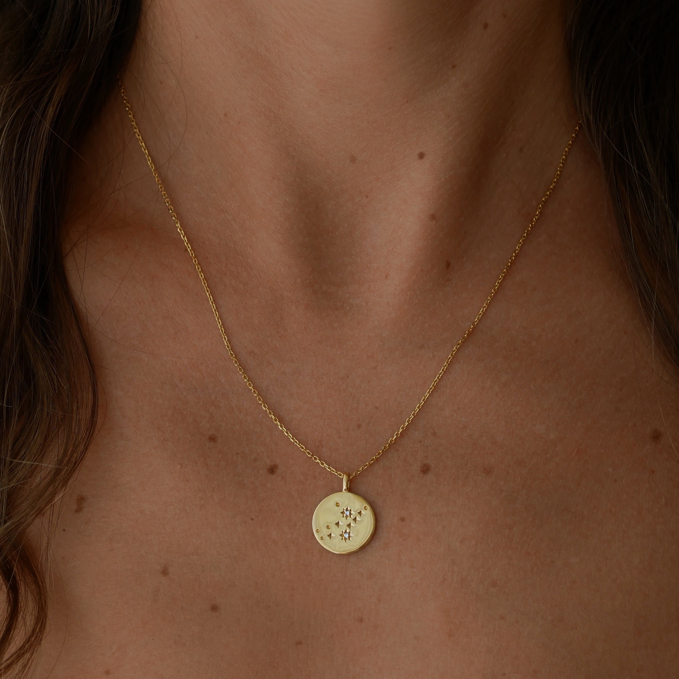Gold Plated Silver Necklace with Diamonds "Written in the Stars"