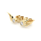 Modern yet sentimental yellow gold studs wings set with the finest quality laboratory made diamonds.
