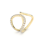 A yellow gold ring and ear cuff featuring a series of lab grown diamonds set in recycled 18k yellow gold, with a total of 86 diamonds.