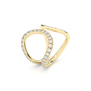 A yellow gold ring and ear cuff featuring a series of lab grown diamonds set in recycled 18k yellow gold, with a total of 86 diamonds.