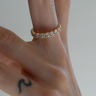 A yellow gold ring featuring a band of inset premium laboratory made diamonds, with a total weight of approximately 2.65 carats.