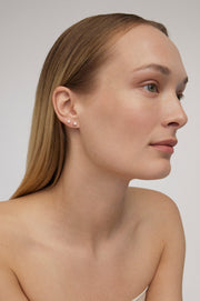 Yellow Gold Stud Earrings with Pearls "Pearl Diver"