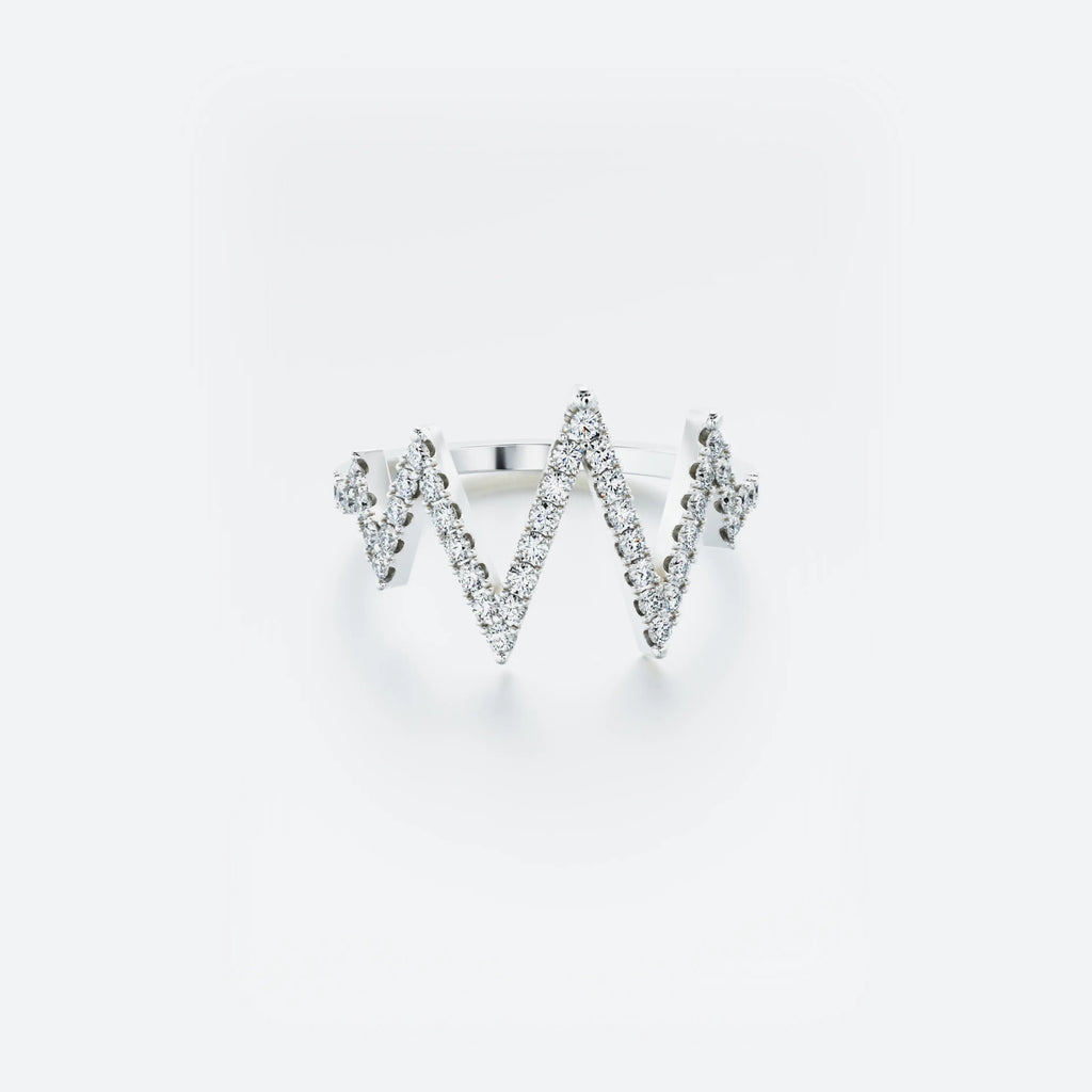 White Gold Ring with Diamonds "Zig-Zag"