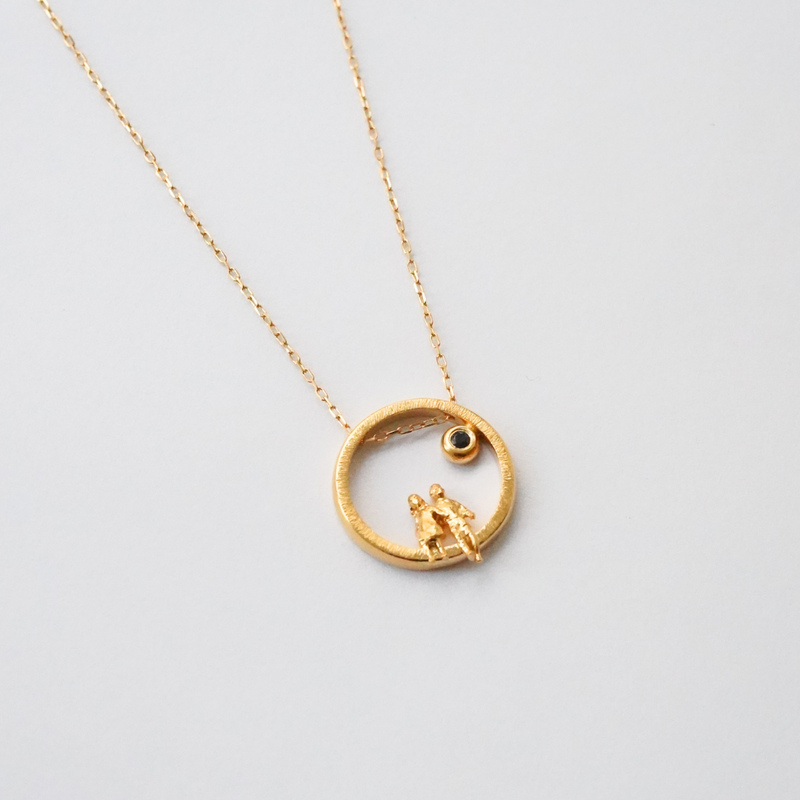 Gold Plated Silver Necklace with Sapphire "All Around Us"