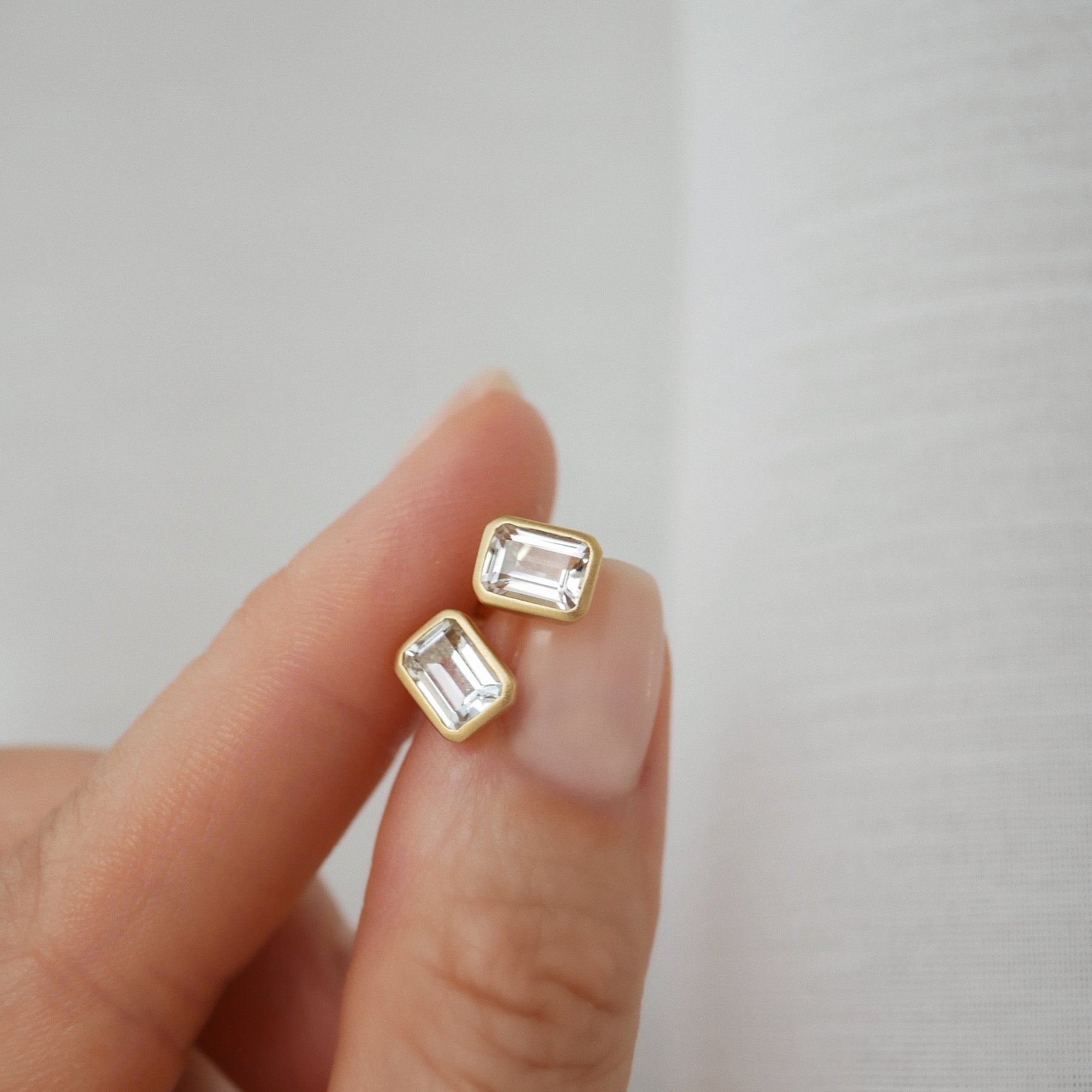 Gold Plated Silver Stud Earrings with Topaz "Daydream"
