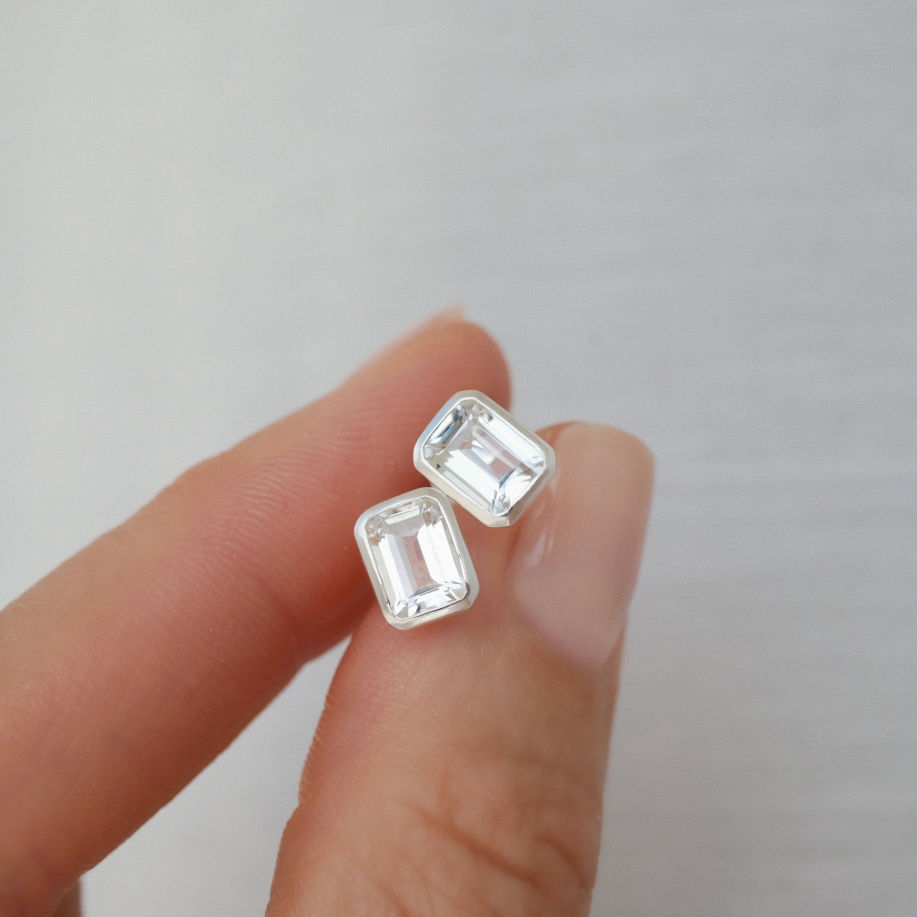 Silver Stud Earrings with Topaz "Daydream"