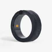 One-of-a-kind ring composed of niobium and black tourmaline by ASR JWLS.