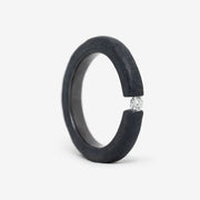 One-of-a-kind ring composed of niobium and a white diamond by ASR JWLS.
