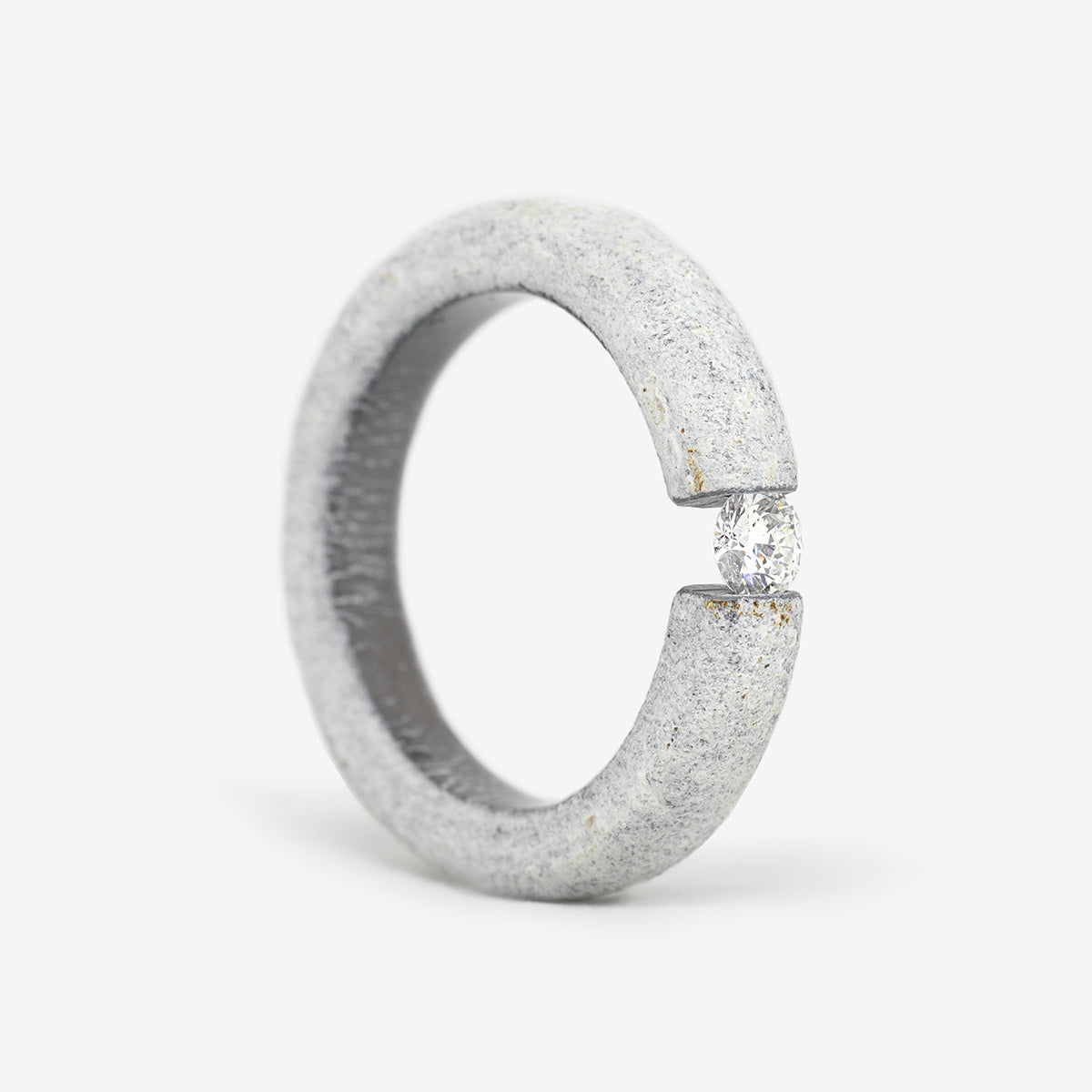 One-of-a-kind ring composed of tantalum and a white diamond by ASR JWLS.
