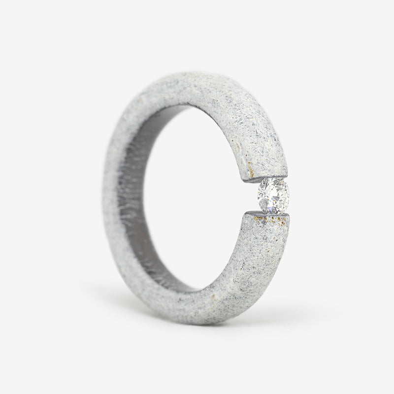 One-of-a-kind ring composed of tantalum and a white diamond by ASR JWLS.