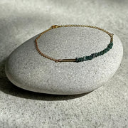 Gold Plated Silver Bracelet with Green Diamonds