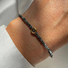 Gold Plated Silver Bracelet with Black Diamonds "Circle"