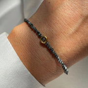 Gold Plated Silver Bracelet with Black Diamonds "Circle"