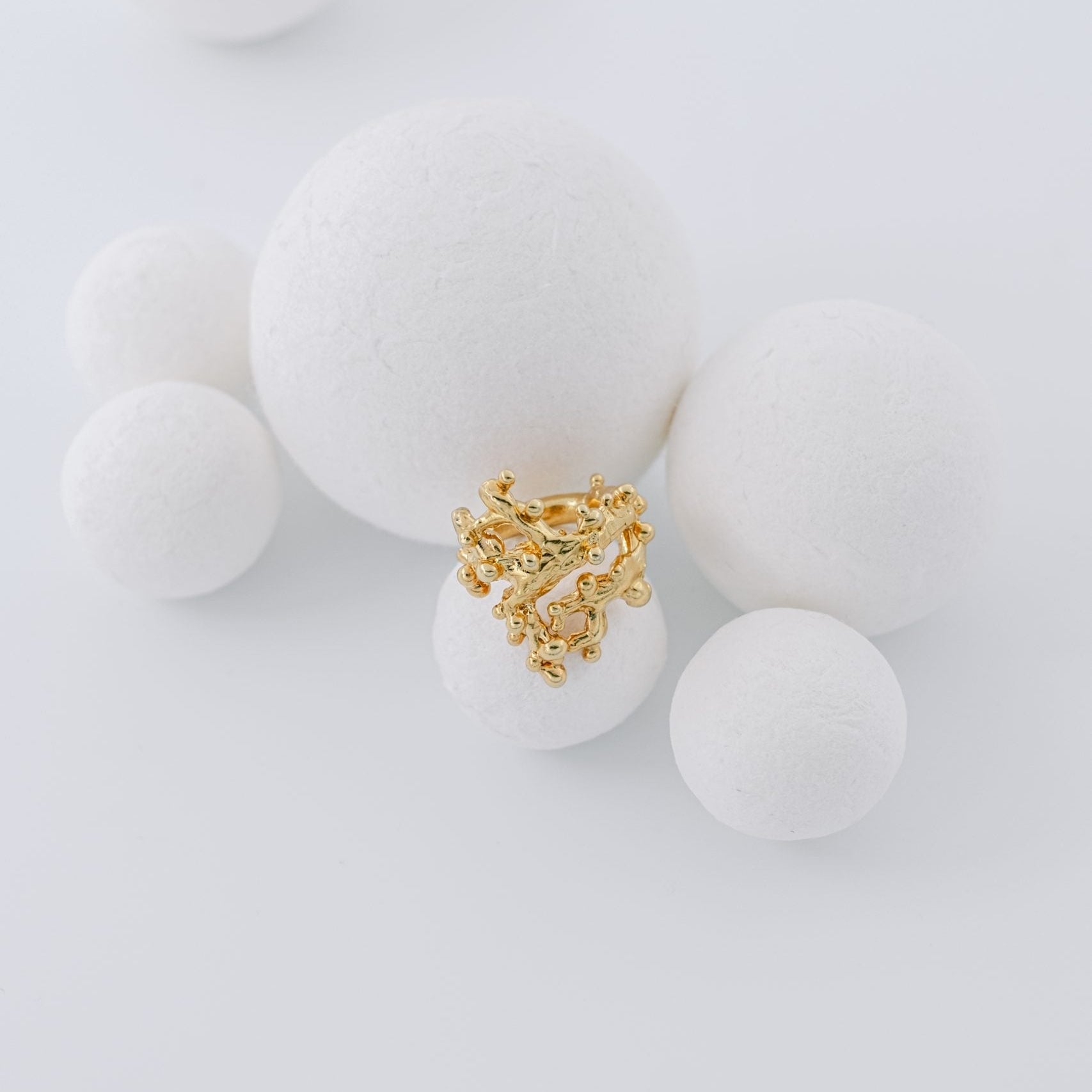 Gold Plated Silver Ear Cuff "Sea Coral"