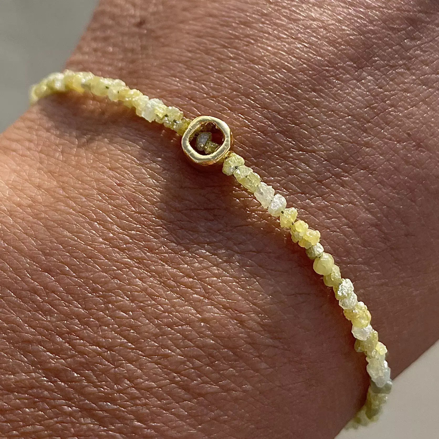 Gold Plated Silver Bracelet with Yellow Raw Diamonds "Circle"