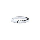 A solid white gold ring with the finest quality laboratory made diamond, featuring the inscription 'BOY' on it.