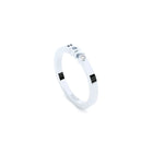 A solid white gold ring with the finest quality laboratory made diamond, featuring the inscription 'BOY' on it.