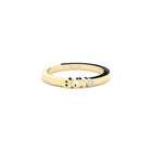 A solid yellow gold ring with the finest quality laboratory made diamond, featuring the inscription 'BOY' on it.