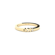 A solid yellow gold ring with the finest quality laboratory made diamond, featuring the inscription 'BOY' on it.