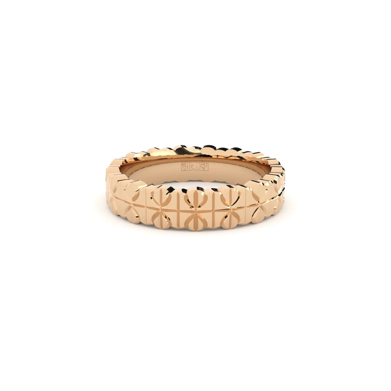 Modern and edgy yet comfortable and timeless wedding ring. Wedding ring handcrafted in solid recycled rose gold. Ring is made by hand with the best quality and craftsmanship.