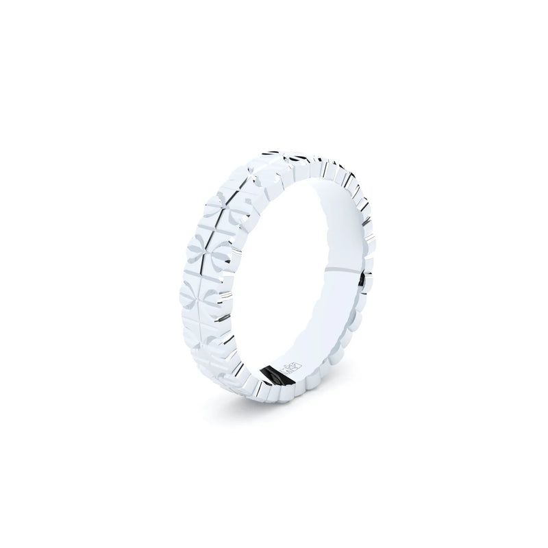 Modern and edgy yet comfortable and timeless wedding ring. Wedding ring handcrafted in solid recycled white gold. Ring is made by hand with the best quality and craftsmanship.