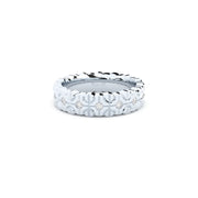 Modern and edgy yet comfortable and timeless wedding ring. Wedding ring handcrafted in solid recycled white gold, decorated with premium lab grown diamonds.