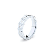 Modern and edgy yet comfortable and timeless wedding ring. Wedding ring handcrafted in solid recycled white gold, decorated with premium lab grown diamonds.