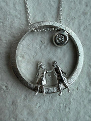 Silver Necklace with Diamond "All Around Us"