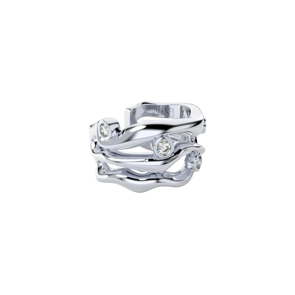 White Gold Ear Cuff with Diamonds "Bare Souls. Three-Threads"