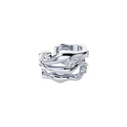 White Gold Ear Cuff with Diamonds "Bare Souls. Three-Threads"