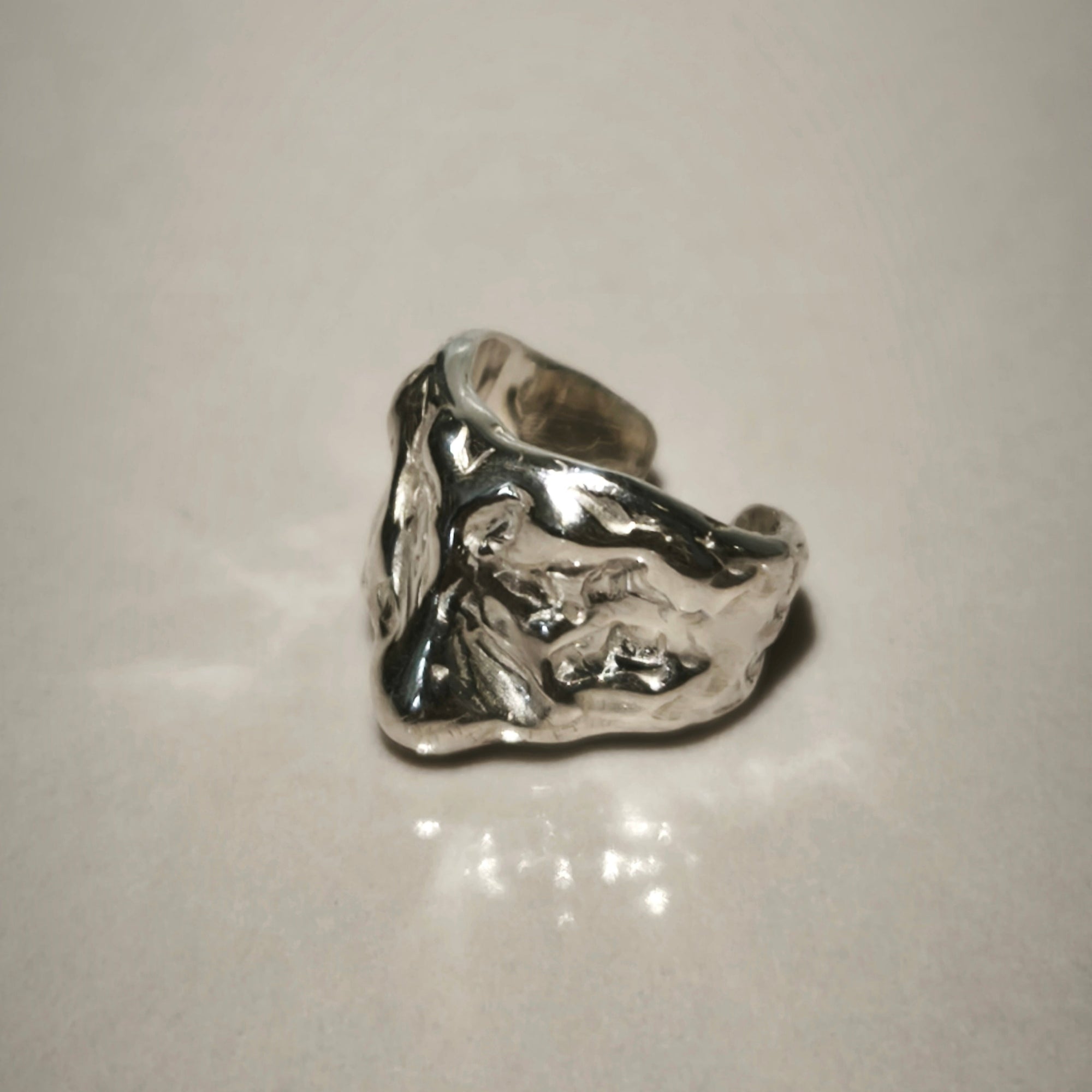 Silver Ear Cuff "Melted"