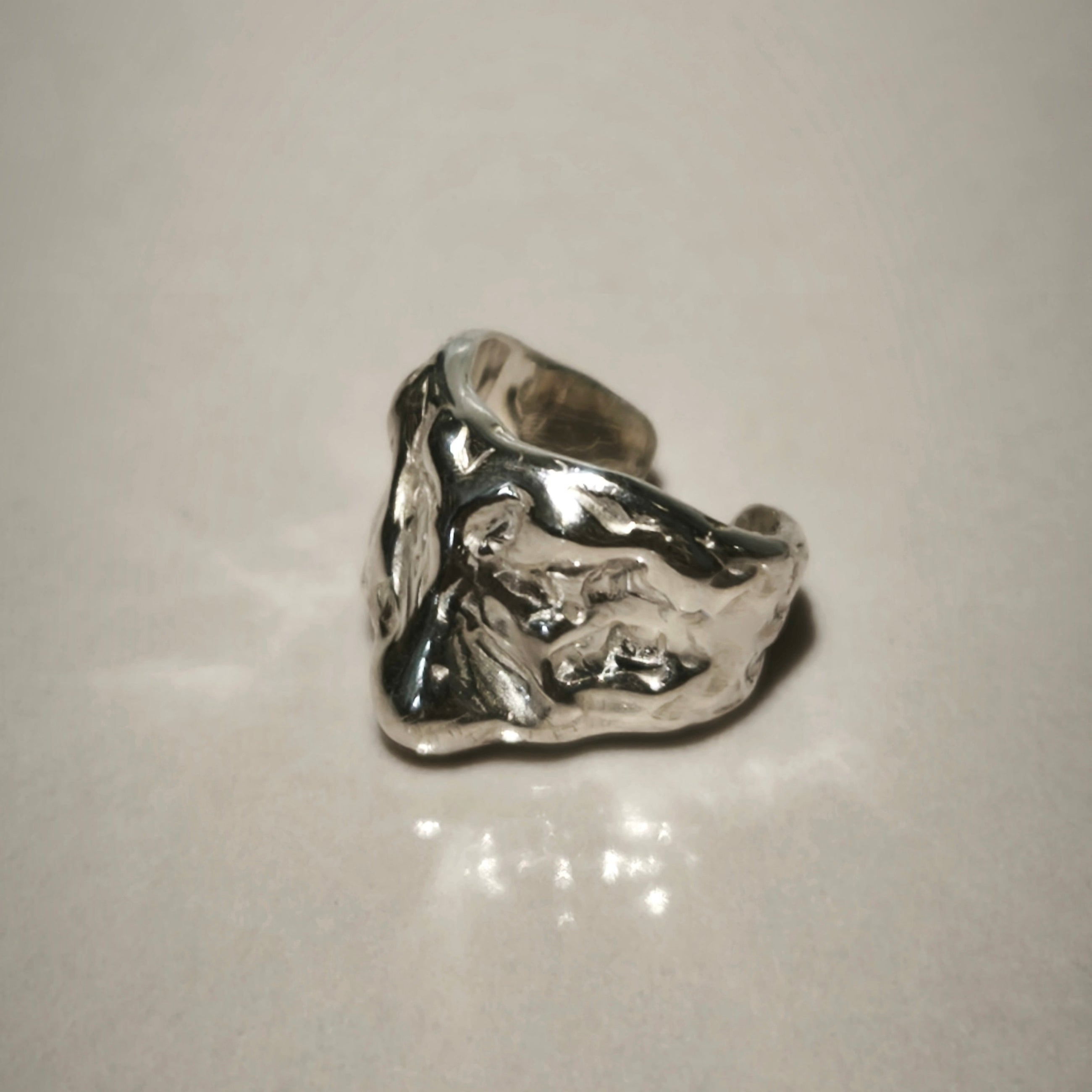 Silver Ear Cuff "Melted"