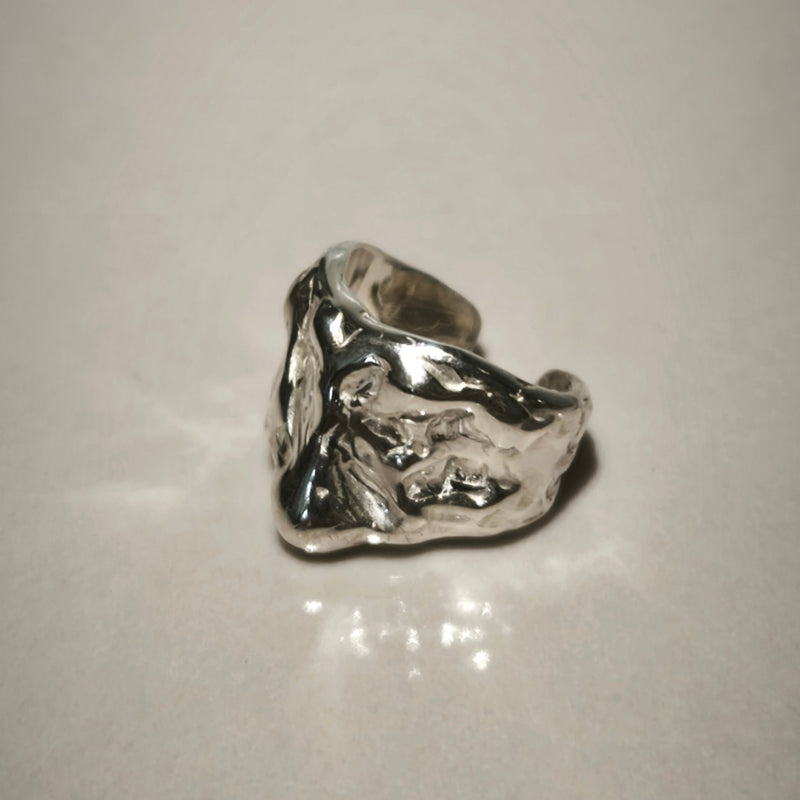 Silver Ear Cuff "Melted"