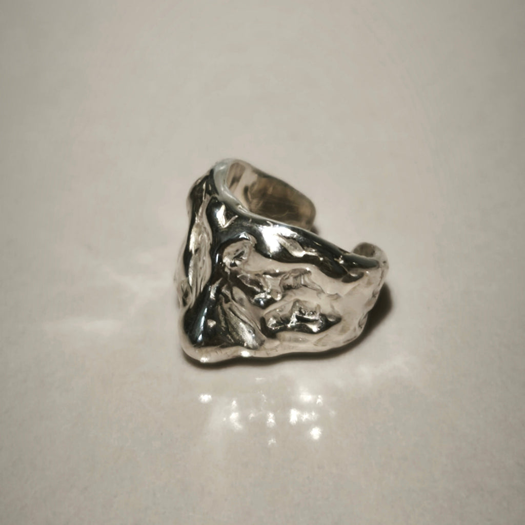 Silver Ear Cuff "Melted"